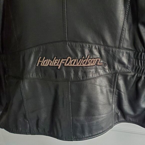 Women's Super Cute Harley-Davidson® Black Leather Biker Jacket - Picture 4 of 5
